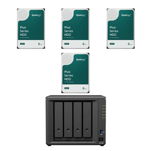 Synology DiskStation DS425+ 24 TB 4 Einschübe NAS-Server Leergehäuse + 4x Synology Plus 3.5' SATA HDD Festplatte 6TB