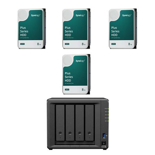 Synology DiskStation DS425+ 32 TB 4 Einschübe NAS-Server Leergehäuse + 4x Synology Plus 3.5' SATA 6Gb/s Festplatte 8 TB