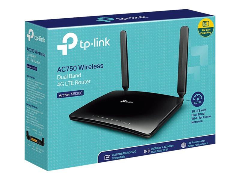 TP-Link Archer MR200 AC750 Wireless Dual Band 4G LTE Router - 4G Wi-Fi 5