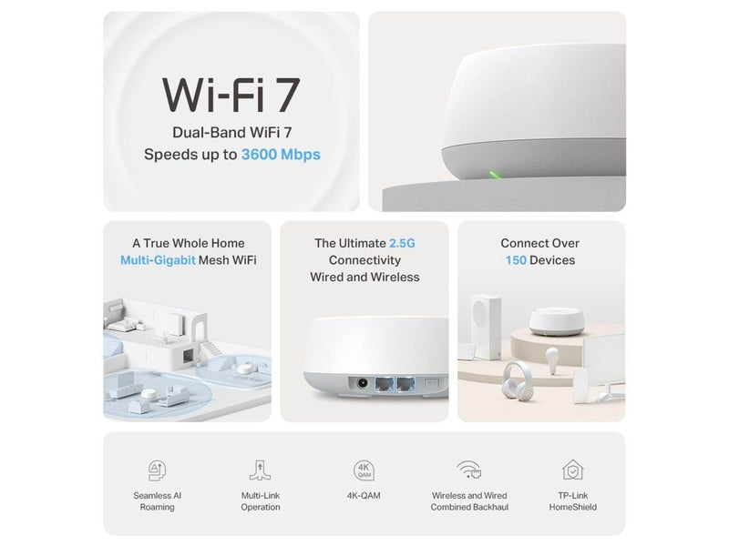 TP-Link Deco BE25 (3-Pack) - Mesh router 802.11a/b/g/n/ac/ax/be (Wi-Fi 7)