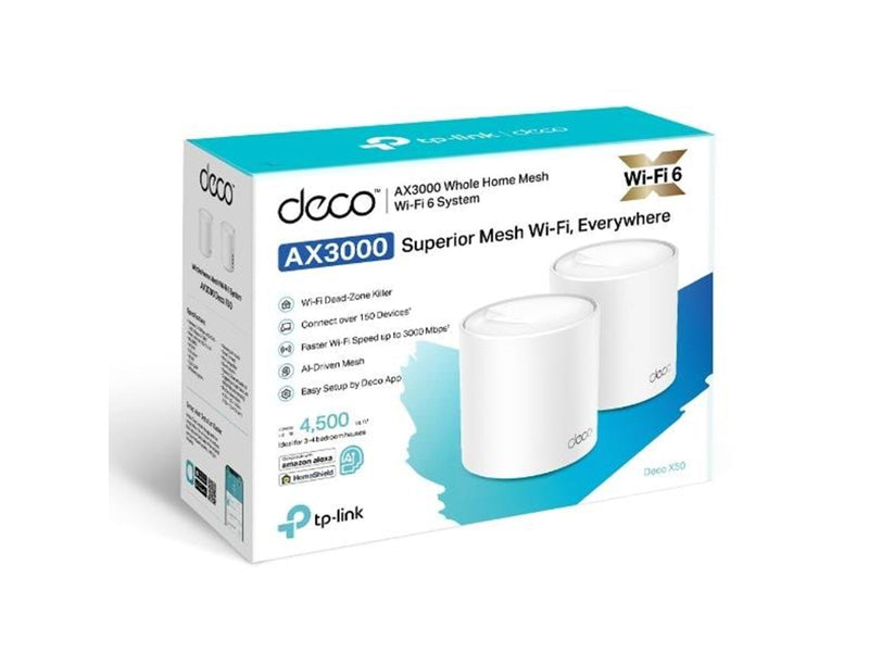 TP-Link Deco X50 AX3000 Whole Home Mesh WiFi 6 System (2-Pack) - Mesh router Wi-Fi 6
