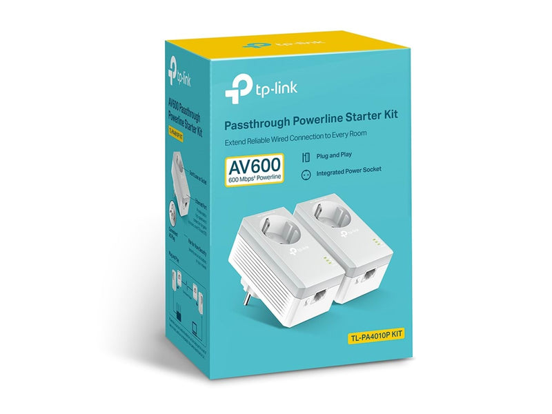 TP-Link TL-PA4010P KIT AV600 Passthrough Powerline Starter Kit Homeplugs
