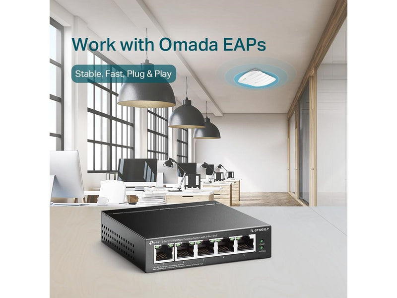 TP-Link TL-SF1005LP 5-Port 10/100Mbps Desktop PoE Switch with 4-Port PoE (41W)