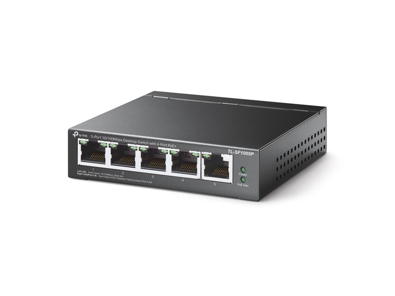 TP-Link TL-SF1005P 5-Port 10/100Mbps Desktop Switch with 4-Port PoE+ (58W)
