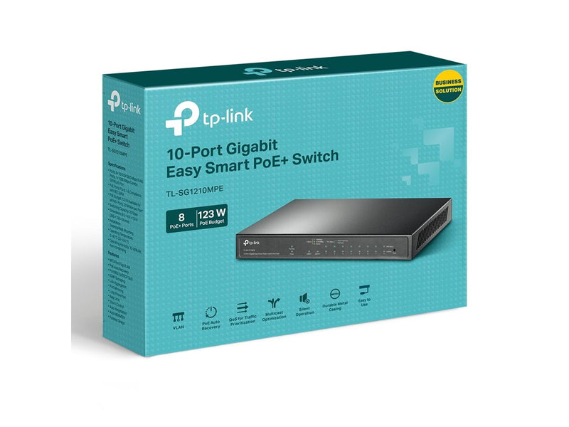 TP-Link TL-SG1210MPE 10-Port Gigabit Easy Smart Switch with 8-Port PoE+ (123W)