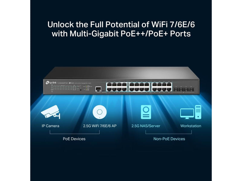 TP-Link TL-SG3428XPP-M2 JetStream 24-Port 2.5GBASE-T and 4-Port 10GE SFP+ L2+ Managed Switch with 16-Port PoE+ & 8-Port PoE++