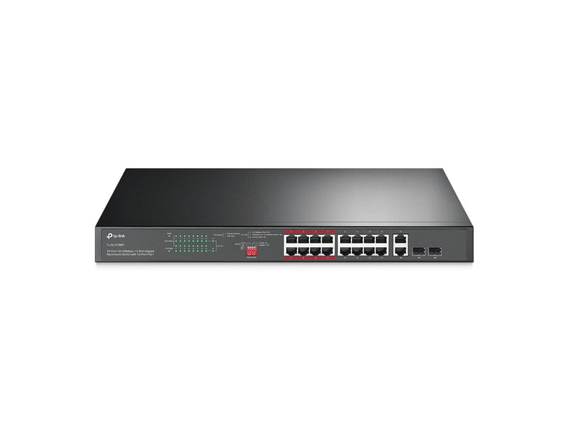 TP-Link TL-SL1218MP 16-Port 10/100 Mbps + 2-Port Gigabit Rackmount Switch with 16-Port PoE+
