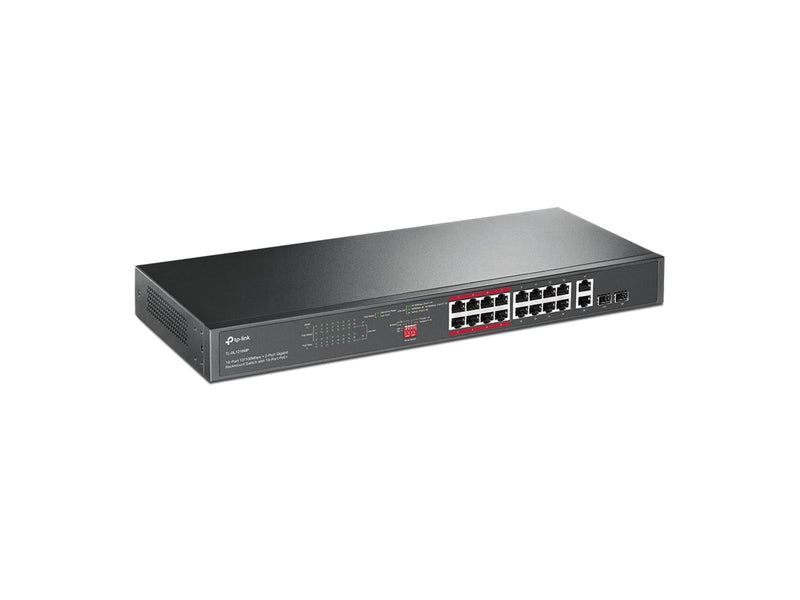 TP-Link TL-SL1218MP 16-Port 10/100 Mbps + 2-Port Gigabit Rackmount Switch with 16-Port PoE+