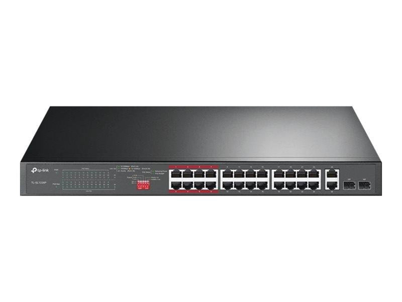 TP-Link TL-SL1226P 24-Port 10/100Mbps + 2-Port Gigabit Unmanaged PoE+ Switch