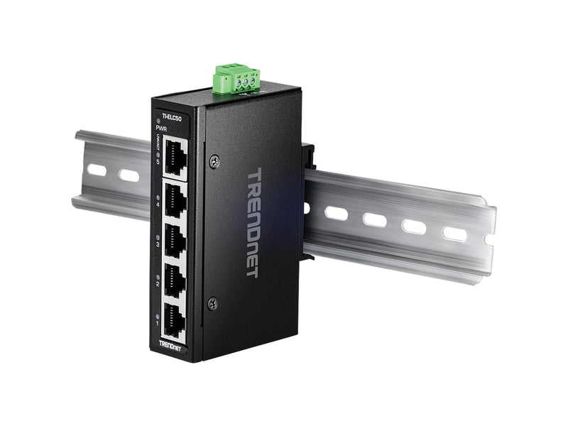 TRENDnet TI-ELC50 5-Port Industrial Fast Ethernet DIN-Rail Mini Switch