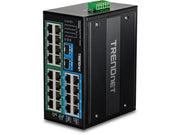 TRENDnet TI-PG262 26-Port Hardened Industrial Gigabit PoE+ DIN-Rail Switch