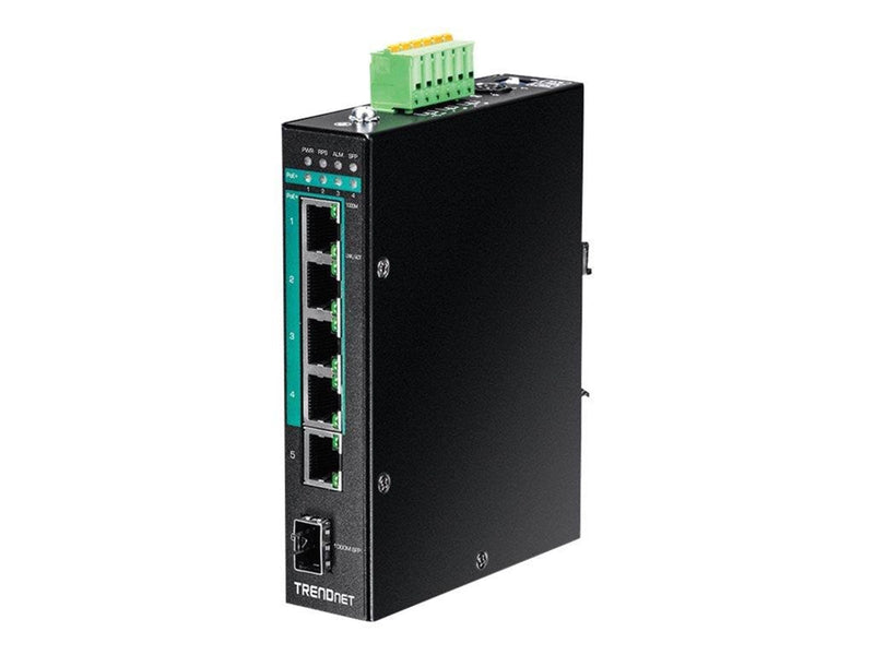 TRENDnet TI-PG541 5-Port Hardened Industrial Gigabit PoE+ DIN-Rail Switch
