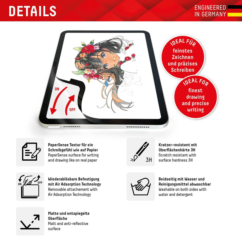 DISPLEX Tablet Glass (9H) & PaperSense Schreib- und Zeichenfolie für iPad 10,9'' (10. Generation)