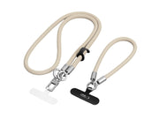 Tech-Protect C10S Crossbody Phone Lanyard (114 cm) + Wrist Lanyard (31 cm) - Beige-Titanium