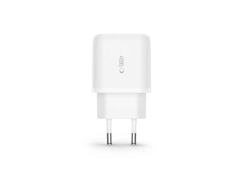 Tech-Protect  C20W USB-C PD 20W / USB-A QC 3.0 Mains Charger with USB-C / Lightning Cable - White