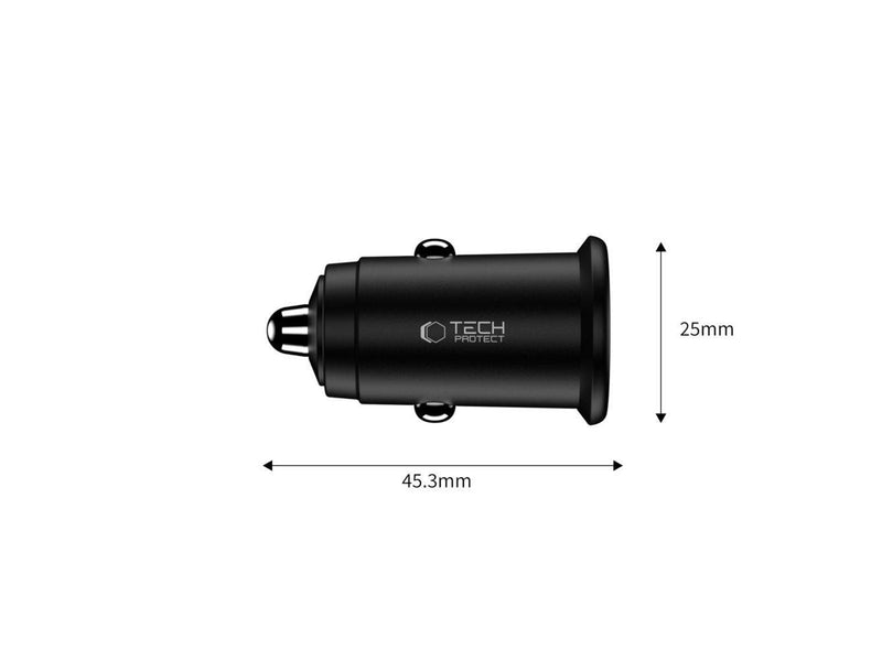 Tech-Protect CC02 Car Charger 35W 2-Ports USB-C / USB-A - Black