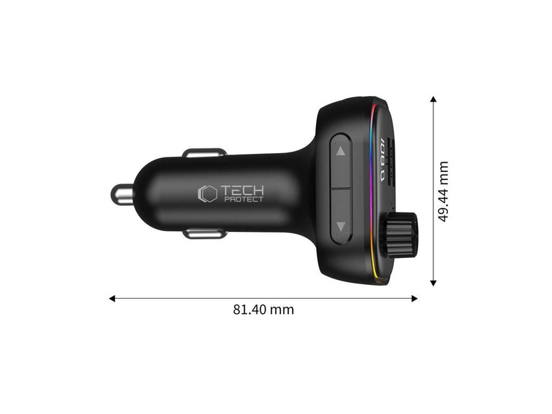 Tech-Protect CC07 Car Charger 3-Ports PD 54W + Bluetooth FM Transmitter - Black