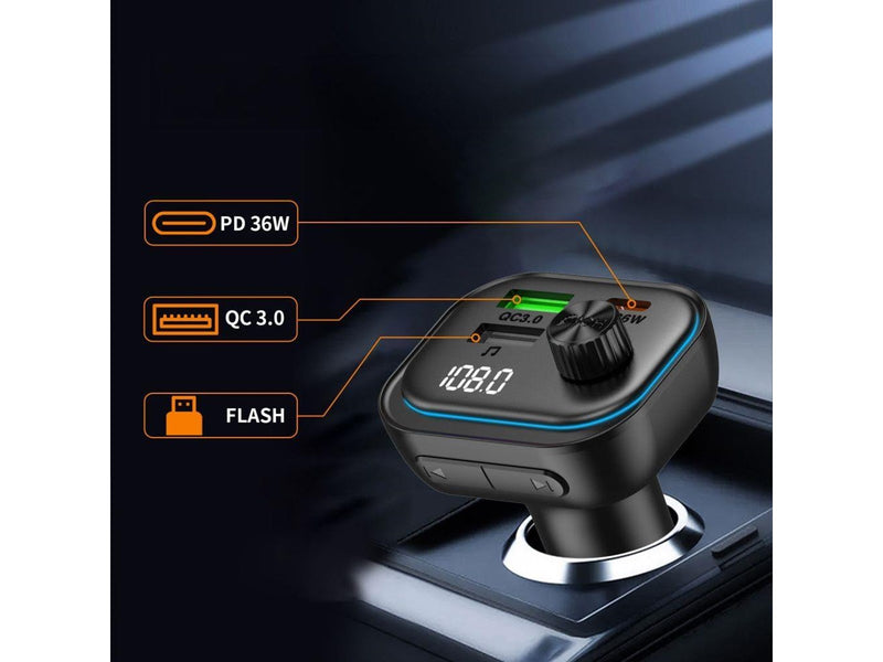 Tech-Protect CC07 Car Charger 3-Ports PD 54W + Bluetooth FM Transmitter - Black