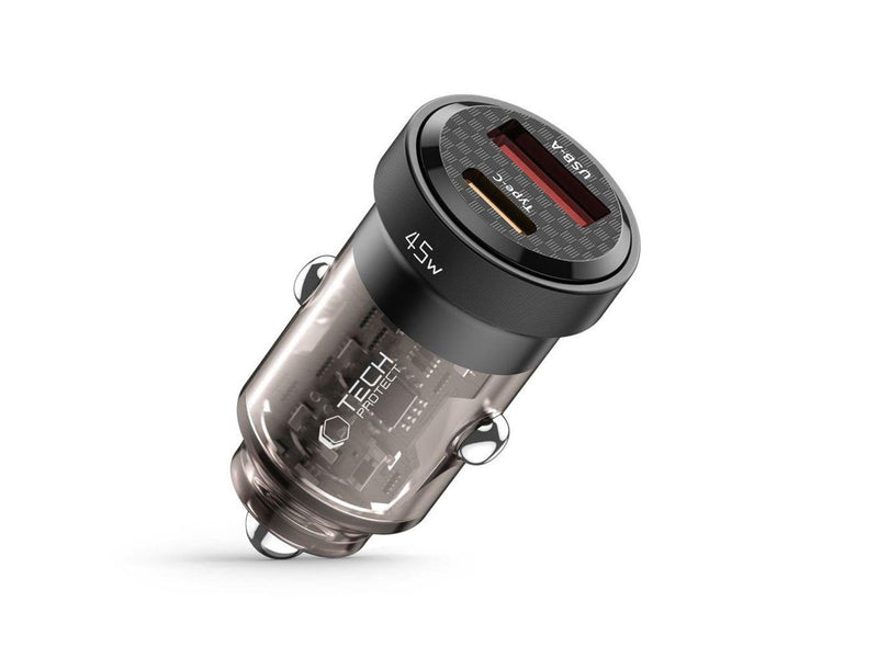 Tech-Protect CC45W Car Charger USB-C PD 45W / USB-A QC 3.0 - Black