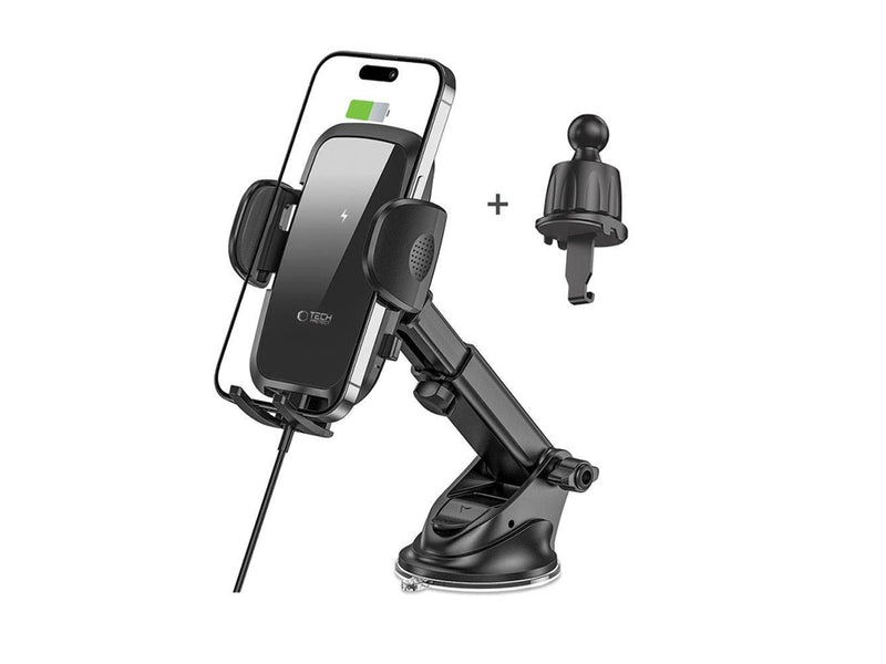 Tech-Protect CM15W-V1 Car Phone Holder with Inductive Charger 15W for Cockpit / Air Vent Grille - Black