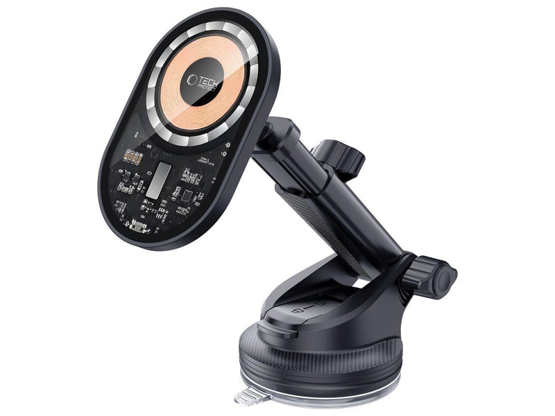Tech-Protect Car Mount with 15W  MM15W-V6 Charger with MagSafe for Dashboard and Air Vent - Black