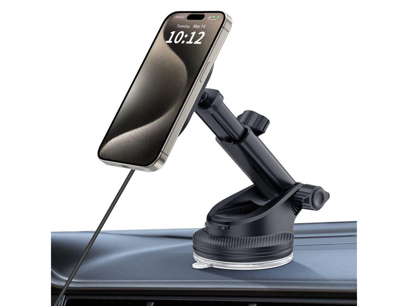 Tech-Protect Car Mount with 15W  MM15W-V6 Charger with MagSafe for Dashboard and Air Vent - Black