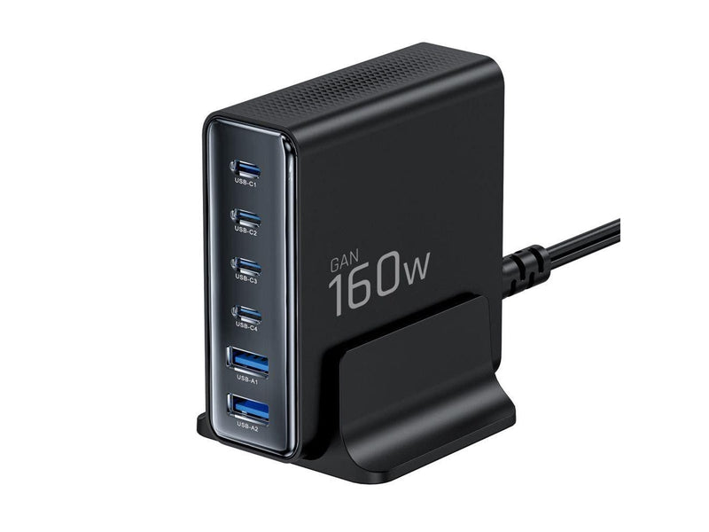 Tech-Protect DC160W-GAN 6-Port 160W AC Charger - Black USB-Hubs - USB 2.0 - 6 - Schwarz