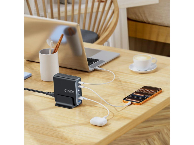Tech-Protect DC160W-GAN 6-Port 160W AC Charger - Black USB-Hubs - USB 2.0 - 6 - Schwarz