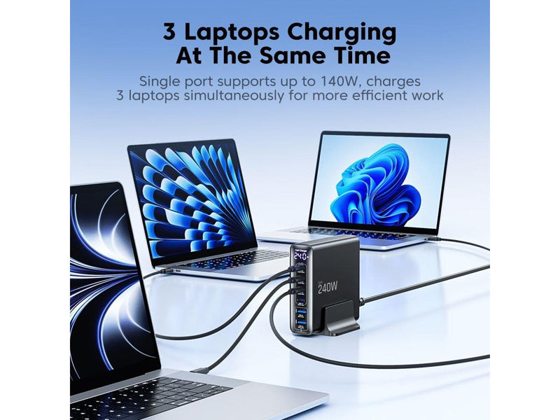 Tech-Protect DC240W-GaN Charging Station 6 Ports 4 x USB-C 2 x USB-A 240W QC3.0 - Black USB-Hubs - USB 3.0 - 6 - Schwarz