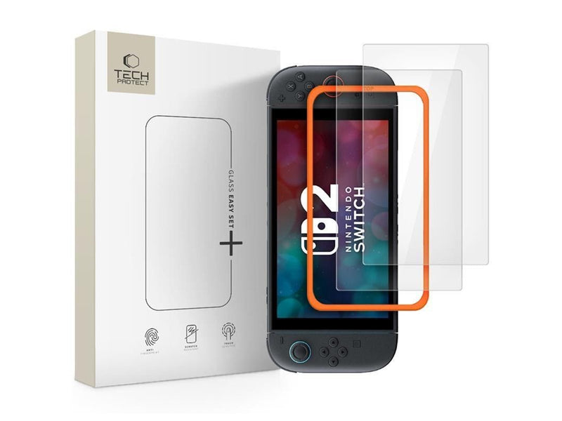 Tech-Protect Easy Set+ 2-pack Tempered Glass for Nintendo Switch 2 - Clear
