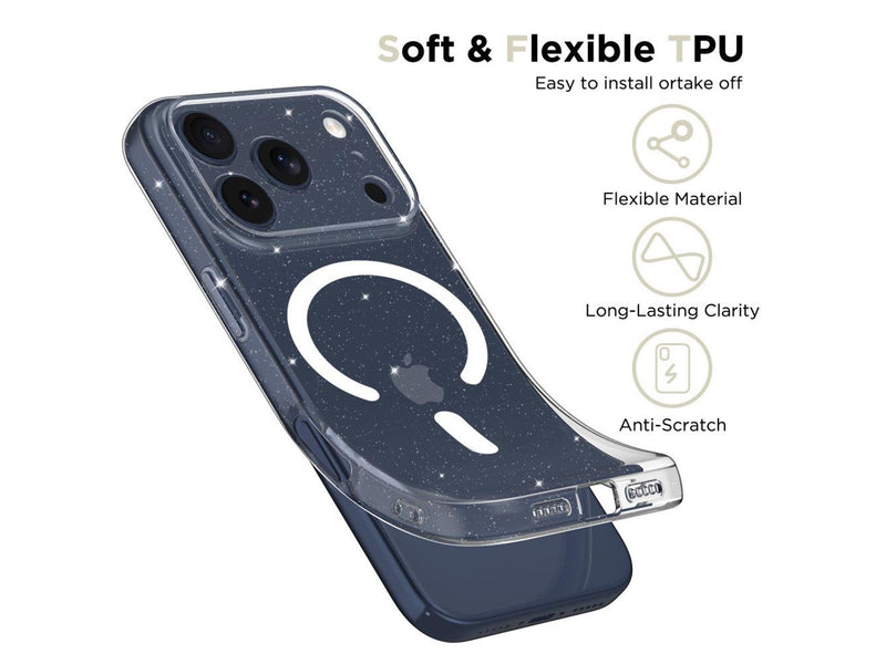 Tech-Protect  FlexAir MagSafe Case for iPhone 17 Pro Max - Clear Glitter