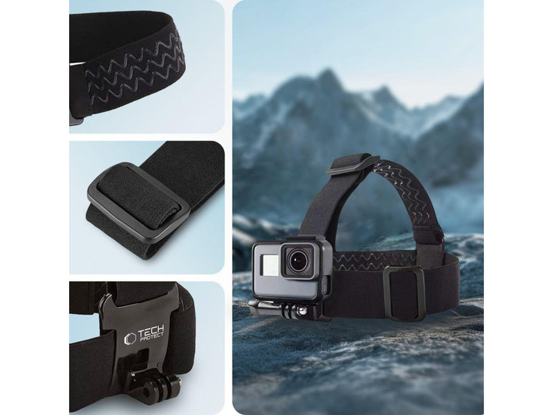 Tech-Protect GA100 Head Mount Headband for GoPro / DJI - Black