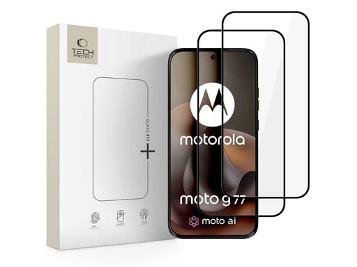 Tech-Protect Glass Fit+ 2-Pack Tempered Glass for Motorola Moto G67 / G77 - Black