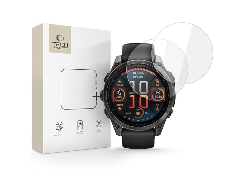 Tech-Protect Glass Fit+ 2-pack Tempered Glass for Garmin Fenix 8 47 mm - Clear
