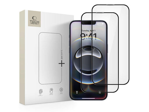 Tech-Protect Glass Fit+ 2-pack Tempered Glass for iPhone 17e / 16e / 14 / 13 Pro / 13 - Black