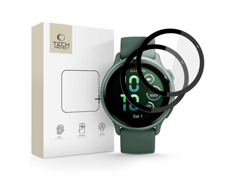 Tech-Protect  Glass Flex+ 2-pack Hybrid Glass for Garmin Vivoactive 6 - Black