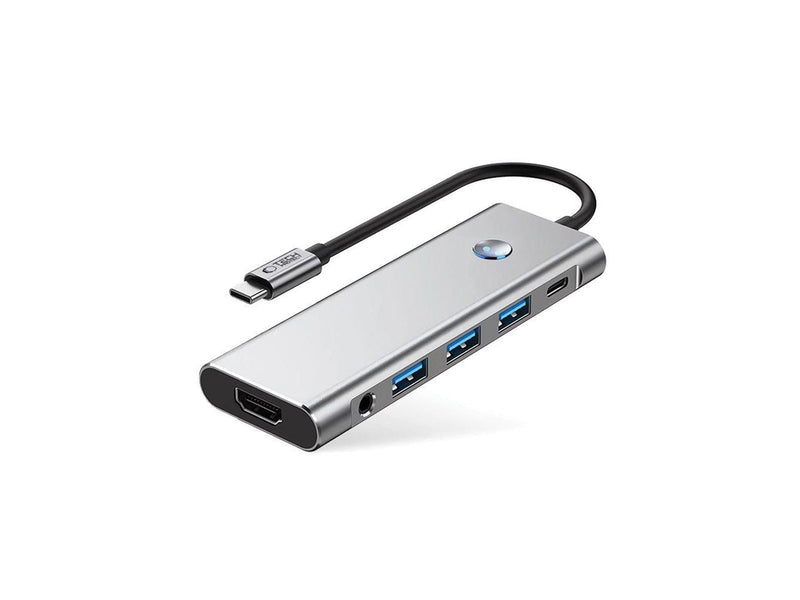 Tech-Protect HB04 HUB Adapter 9in1 USB-C + USB2.0 + USB3.0 + HDMI 4K 60Hz + SD / TF + PD100W + AV3.5 - Grey USB-Hubs - USB 3.0 - 5 - Grau