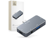 Tech-Protect HUB V6 4in1 USB-C - USB-A 3.0 / USB-C PD100W / HDMI / mini jack 3.5mm - grey USB-Hubs - USB 3.0 - 4 - Grau