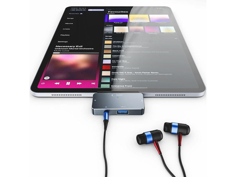 Tech-Protect HUB V6 4in1 USB-C - USB-A 3.0 / USB-C PD100W / HDMI / mini jack 3.5mm - grey USB-Hubs - USB 3.0 - 4 - Grau