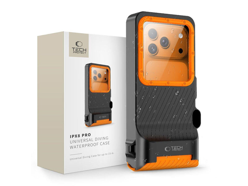 Tech-Protect IPX8 Pro Waterproof Phone Case - Orange and Black