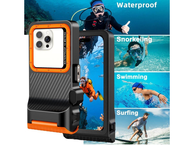 Tech-Protect IPX8 Pro Waterproof Phone Case - Orange and Black