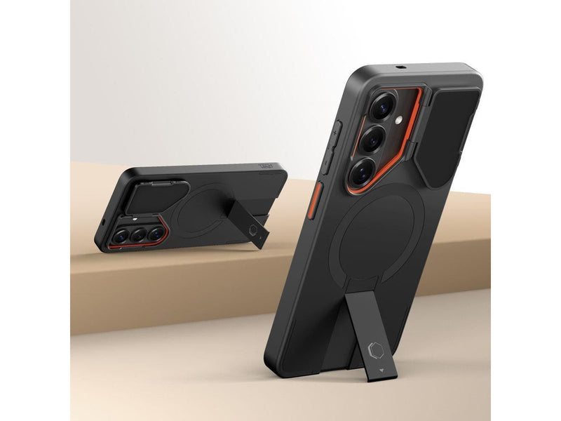 Tech-Protect Kevlar Aura MagSafe Case for Samsung Galaxy S26 - Black & Orange