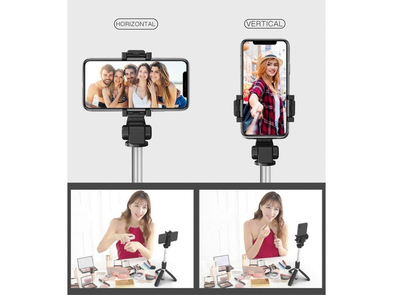 Tech-Protect L01S Bluetooth Selfie Stick with Tripod up to 70cm - Black