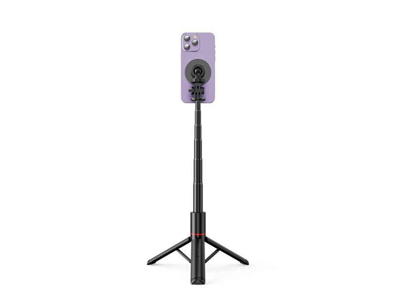 Tech-Protect L06S Bluetooth magnetic selfie stick with MagSafe remote control tripod up to 82cm and 360 head - black