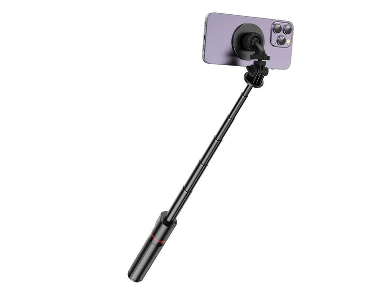 Tech-Protect L06S Bluetooth magnetic selfie stick with MagSafe remote control tripod up to 82cm and 360 head - black