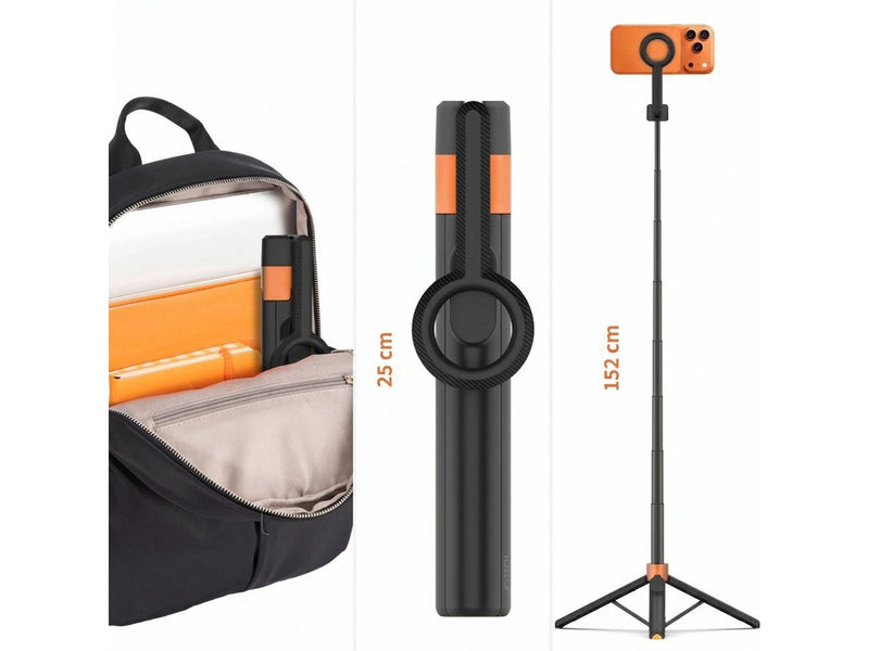 Tech-Protect L10S Bluetooth Tripod Selfie Stick - Black & Orange