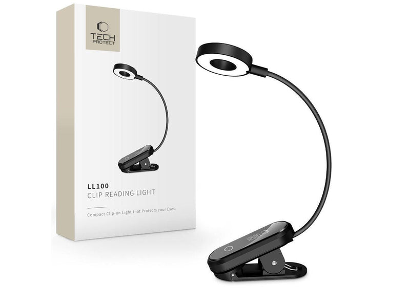 Tech-Protect  LL100 Wireless Lamp with Clip + USB-A / USB-C Cable 30 cm - Black