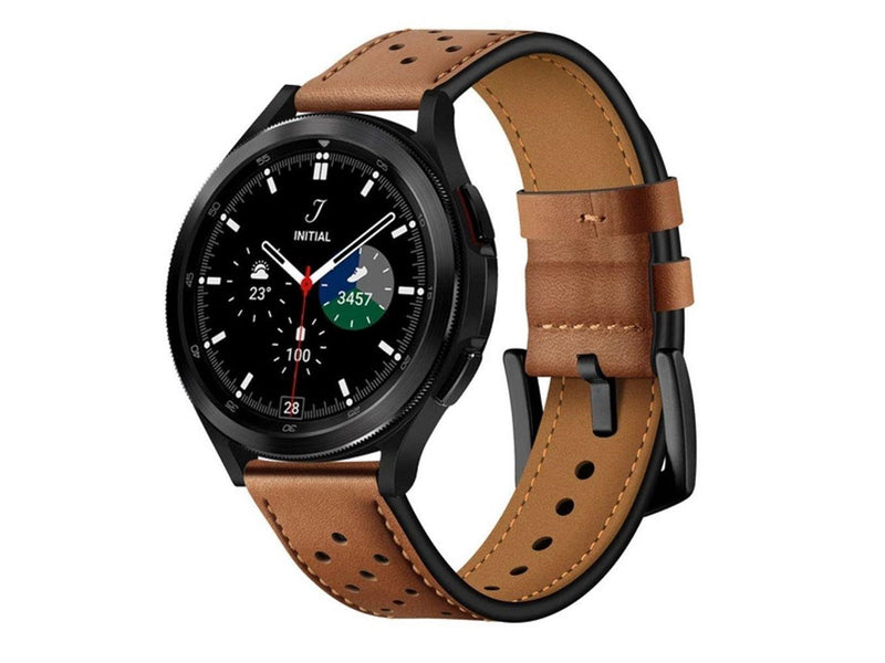 Tech-Protect Leather Strap for Samsung Galaxy Watch 4 / 5 / 5 Pro / 6 / 7 / FE - Brown