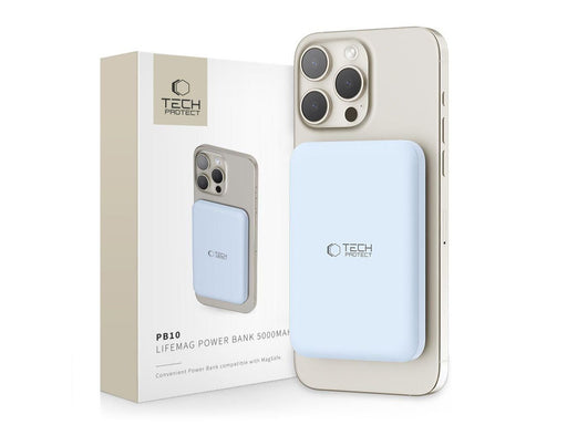 Tech-Protect LifeMag PB10 Power Bank with MagSafe 5000mAh 15W USB-C Port - Blue + USB-C Cable - 5000 mAh