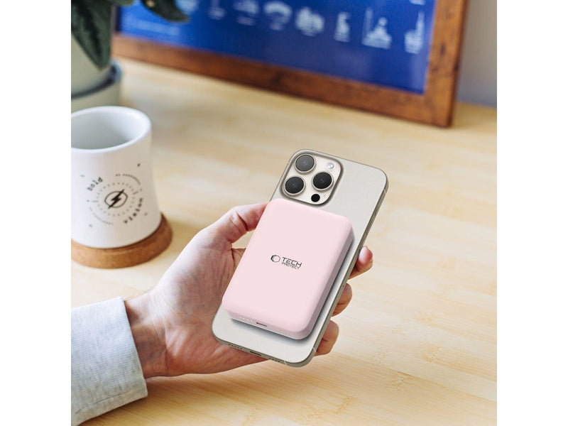 Tech-Protect LifeMag PB11 Power Bank with MagSafe 10000mAh 15W USB-C Port - Pink + USB-C Cable - 10000 mAh